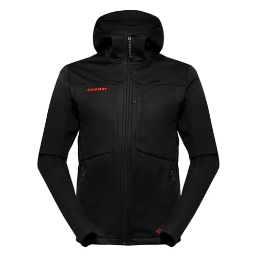 Mammut Ultimate VIII SO Hooded Jacket Men 25 Years | Outdoor Softshell Clothing for Hiking | Black, S