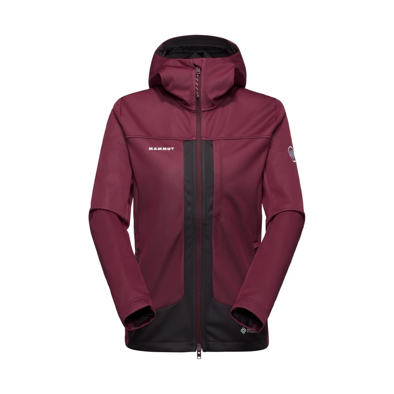 Mammut Ultimate VIII SO Hooded Jacket Women | Outdoor Softshell Clothing for Hiking | Vin-Black, S