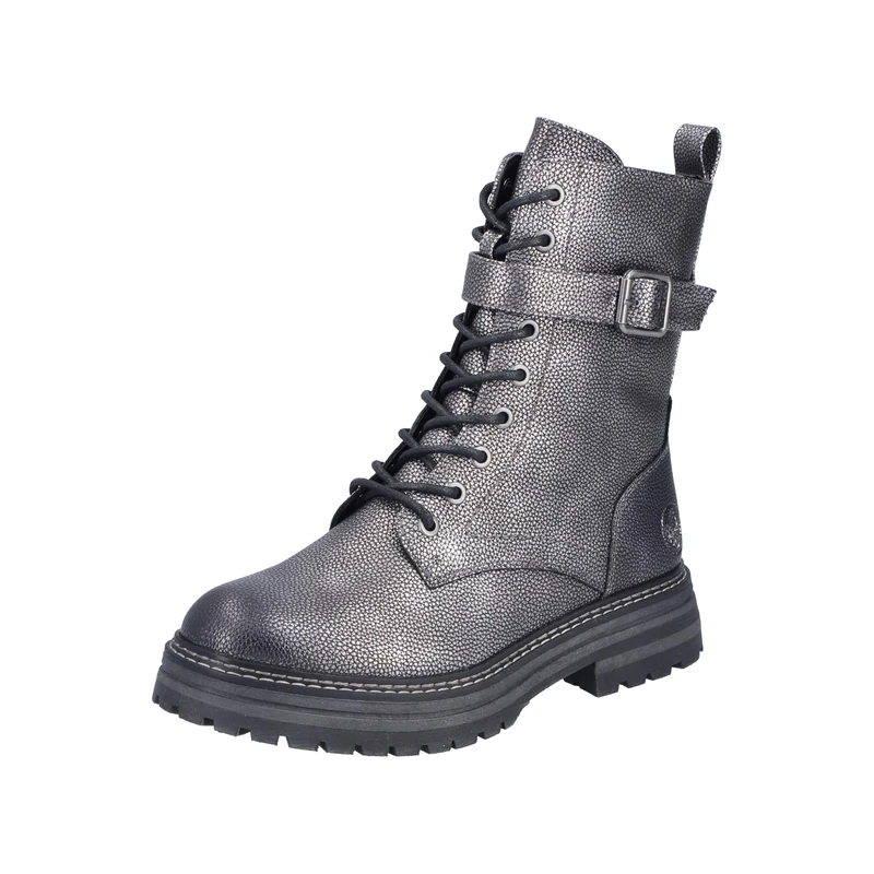 Rieker Women's 93024 Biker Boat, Silver Platinum, 6.5 UK