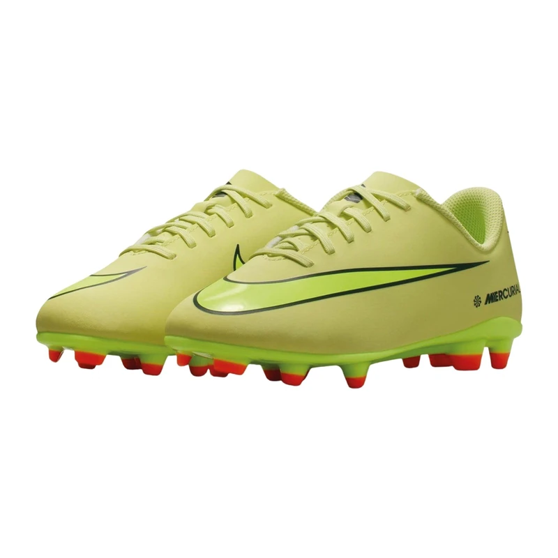 Nike Kids Jr Vapor 16 Club Fg/Mg Football Shoe, Limelight/Volt/Hyper Crimson, 5