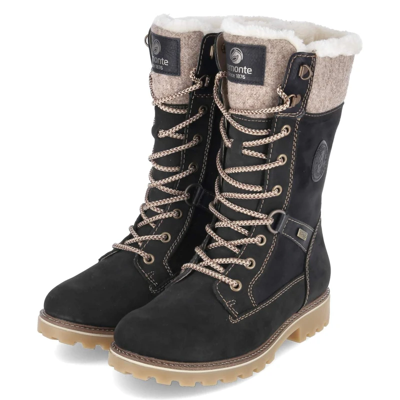 Remonte Women's D8474 Lace-Up Boots, Black, 42 EU, black, 9 UK