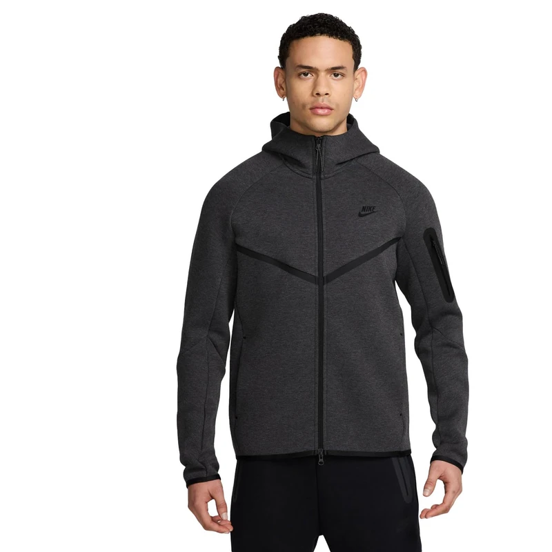 Nike Men's M Nk Tch Flc Fz Wr Hoodie Jacket, Black Heather/Black, S