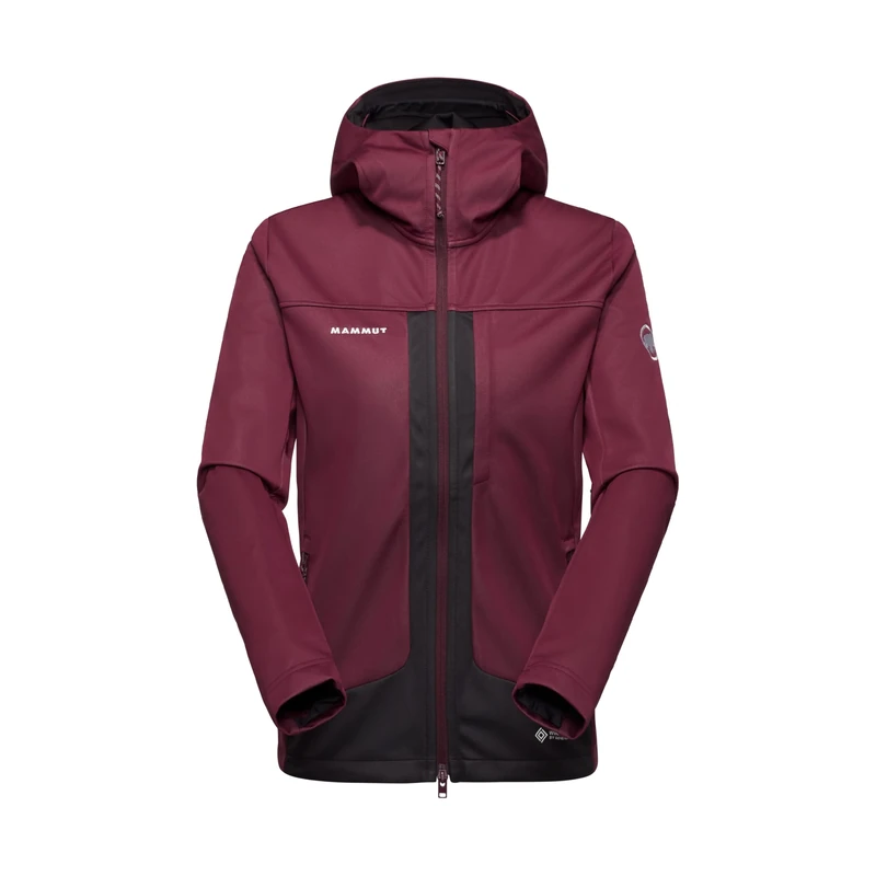 Mammut Ultimate VIII SO Hooded Jacket Women | Outdoor Softshell Clothing for Hiking | Vin-Black, M