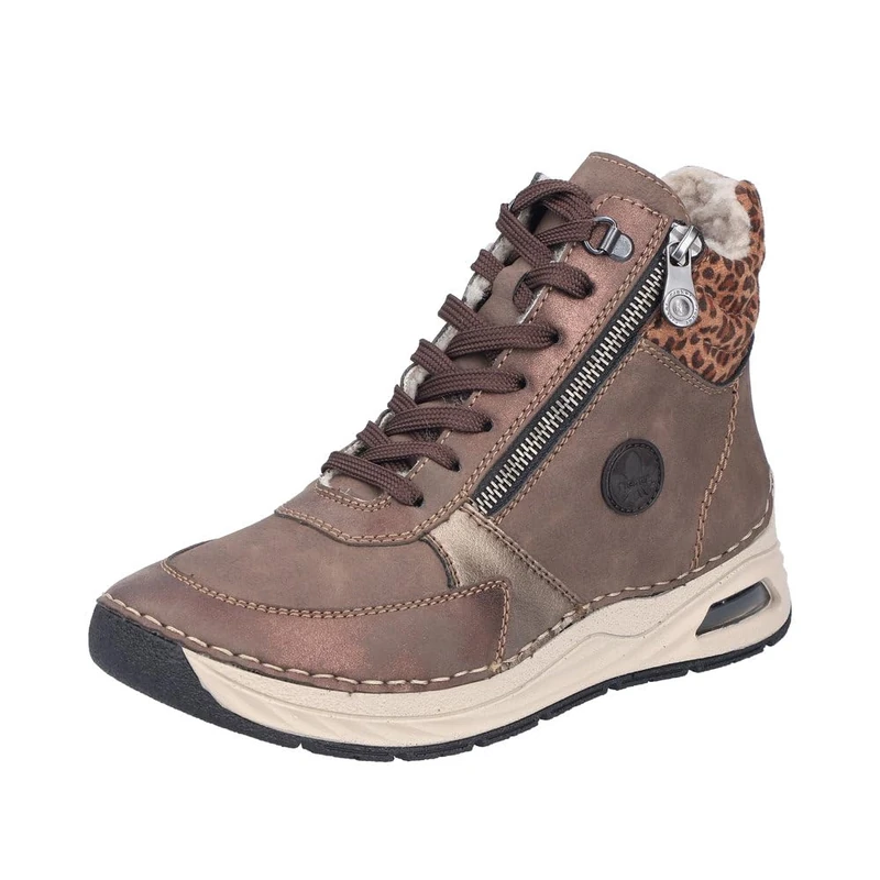 Rieker 44565-25 Women's Lace-Up Boots Faux Leather Brown Combi, Brown 25, 5 UK