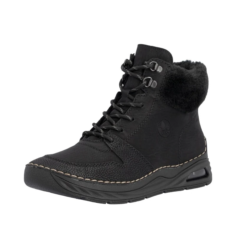 Rieker 44555-60 Women's Lace-Up Boots, Synthetic, Beige, Black 00, 43 EU