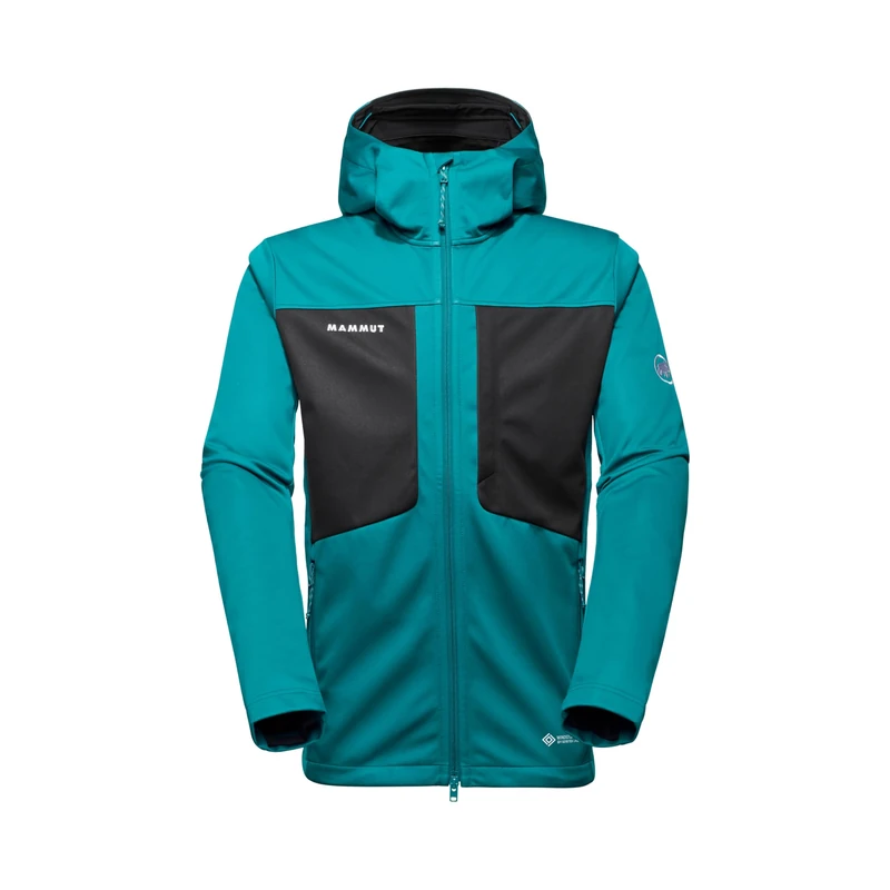 Mammut Ultimate VIII SO Hooded Jacket Men | Outdoor Softshell Clothing for Hiking | Deep Teal-Black, XL