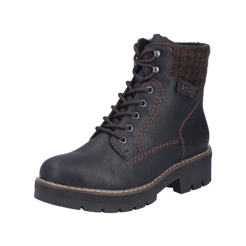 Rieker Y8130-00 Women's Lace-Up Boots, Faux Leather, Black, Black, 43 EU