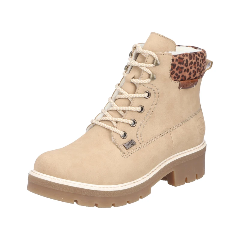 Rieker Y8118-22 Women's Lace-Up Boots Faux Leather Brown, Beige 60, 43 EU