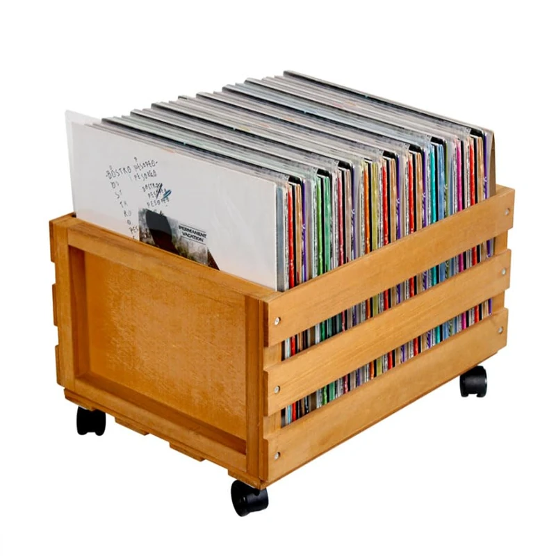 SMD Entertainment Retro Vinyl Record Box - Beech Wood - Image 1