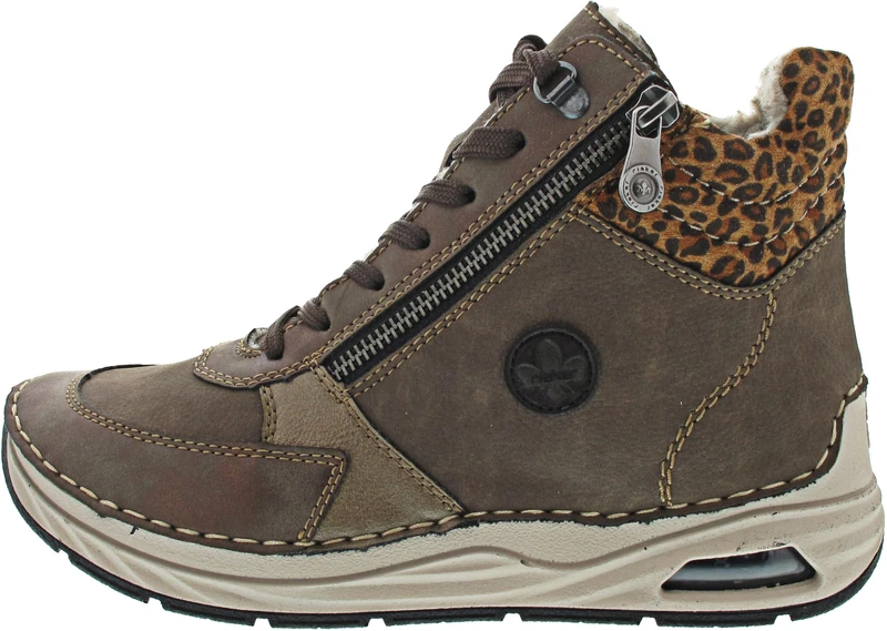 Rieker 44565-25 Women's Lace-Up Boots Faux Leather Brown Combi, Brown 25, 43 EU