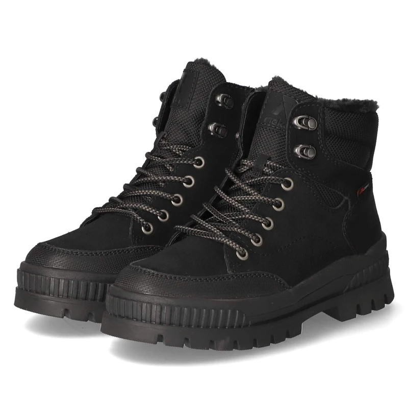 Rieker W2176-00 Lace-Up Boots Leather and Synthetic Women in Black, Black 00, 7.5 UK