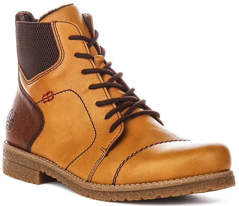 Rieker 73522-45 Women's Synthetic Lace-Up Boots in Grey, Yellow 68, 5 UK