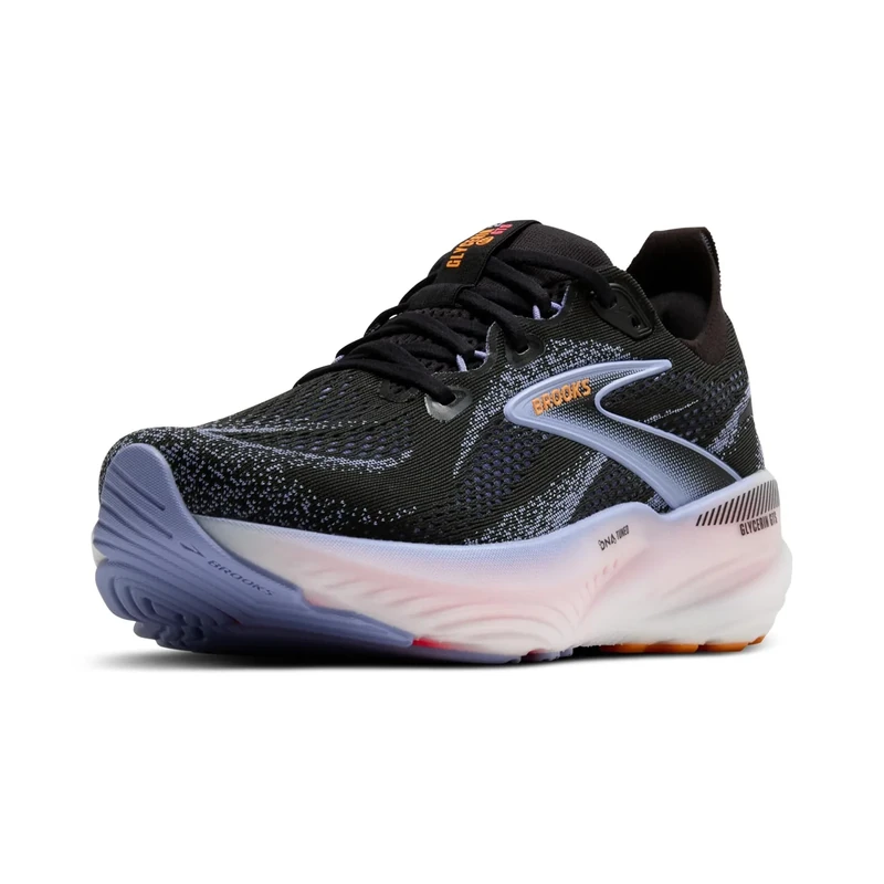 Brooks Women's Glycerin Gts 22 Running Shoes, Black/Blue Heron/Orange, 4