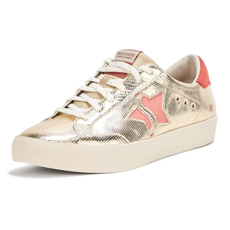 Skechers Women's Strand Star-Glimmer Chic Sneaker, Gold/Multi, 3.5 UK