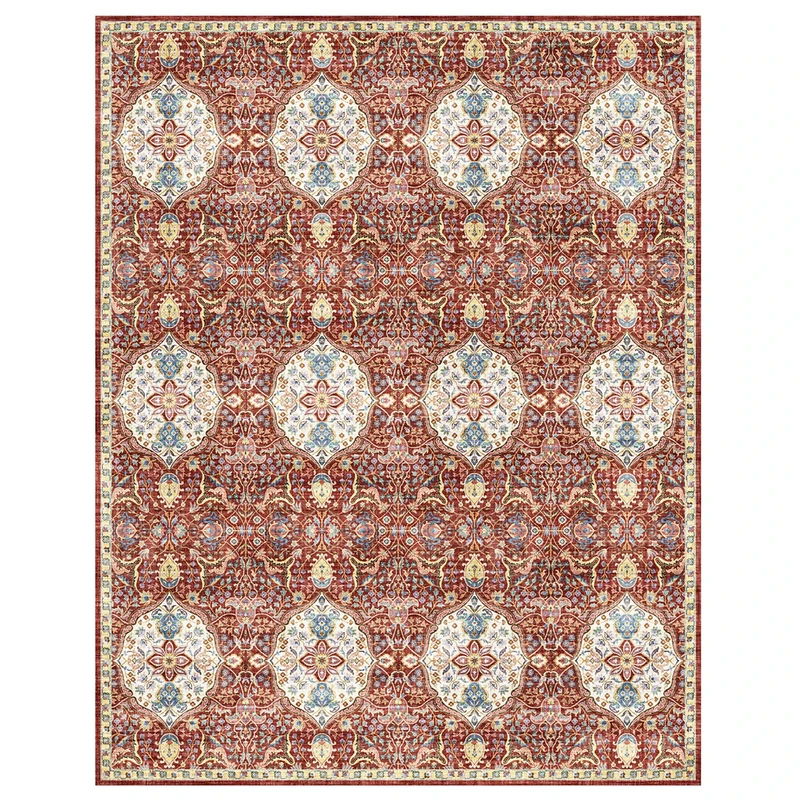 Gertmenian Indoor Bohemian Area Rug - 6x9 Medium, Non-Shedding, Ideal for High Traffic in Living Room, Bedroom, Entryway - Moroccan, Red, 26846 - Image 1