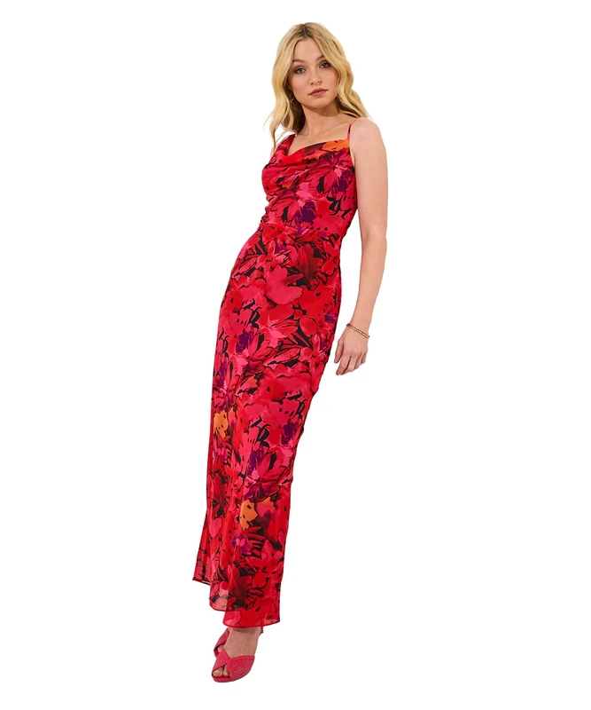 Joe Browns Women's Fashion Bold Statement Floral Maxi Dress, Regular Fit, Red, UK 14