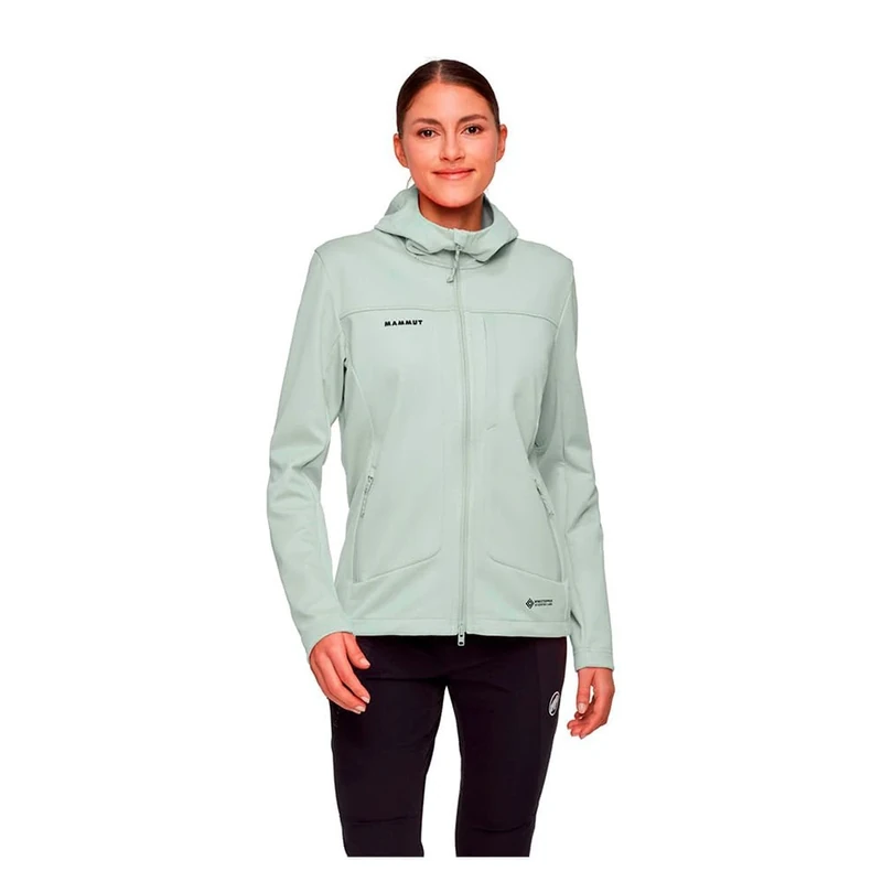 Mammut Ultimate VIII SO Hooded Jacket Women | Outdoor Softshell Clothing for Hiking | Silver Sage, L