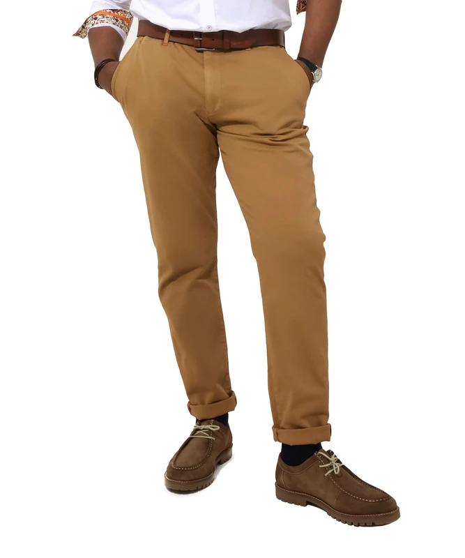 Joe Browns Men's Straight Leg Chino Trousers Casual Pants, Tobacco, 34 W/30 L