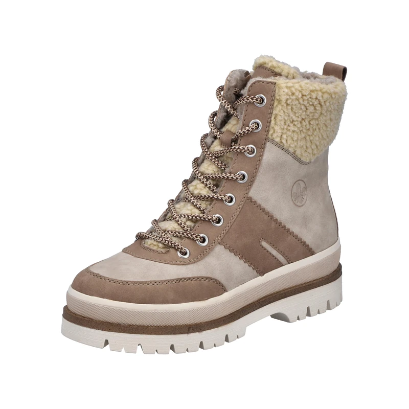 Rieker Y6230-62 Women's Lace-Up Boots Textile & Synthetic in Beige Combination, Beige 62, 3.5 UK