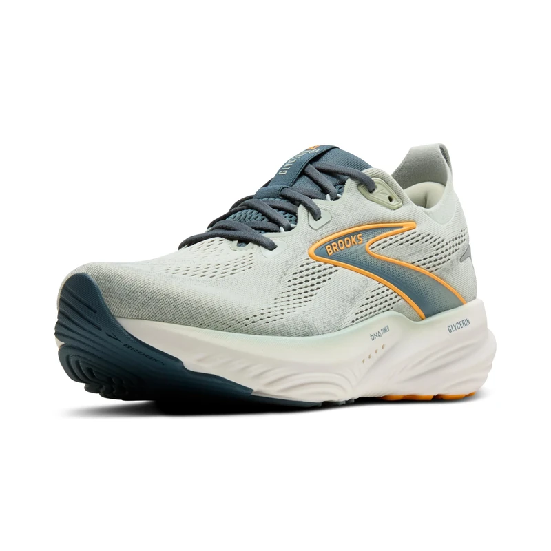 Brooks Men's Glycerin 22 Running Shoes, Smoke/Stormy/Orange, 8.5