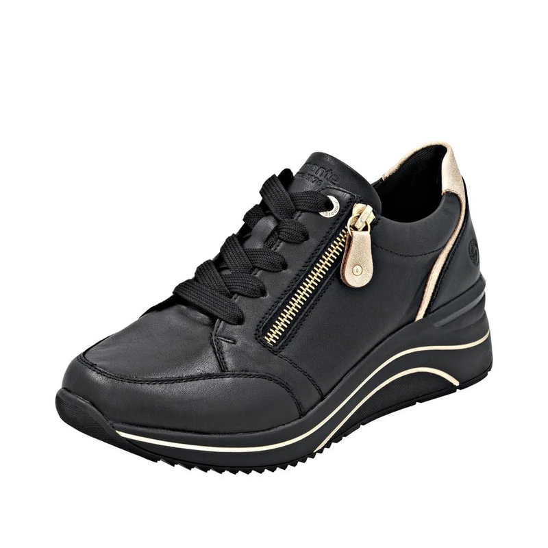 Remonte RemonteTEX Women's Low-Top Trainers D0T03, Women's Low Shoes, Loose Insole, Water-Repellent, Black (Black 03), 5 UK