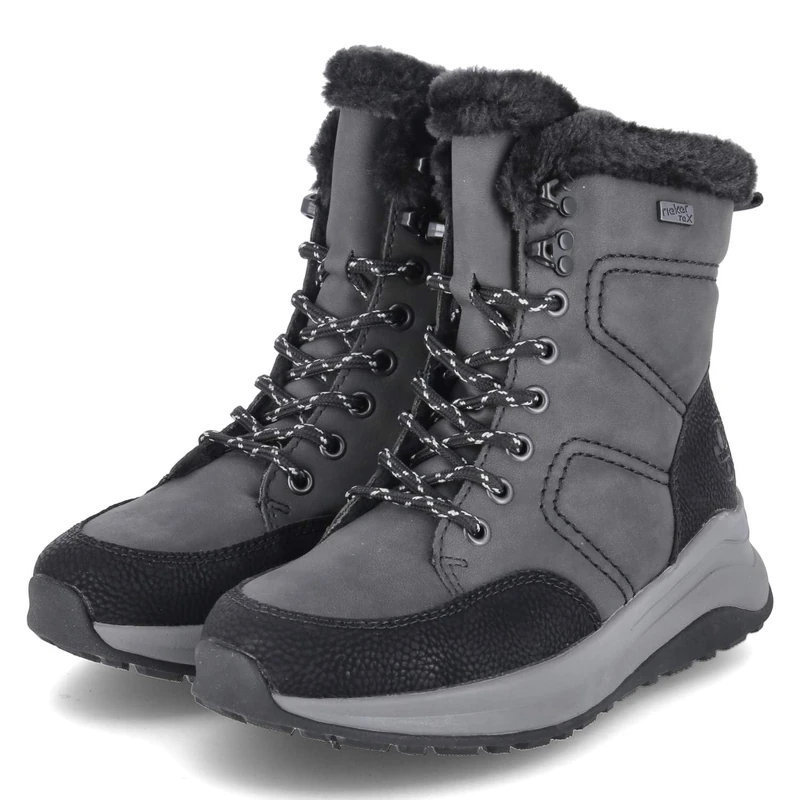 Rieker Z0922-45 Women's Lace-Up Boots, Faux Leather, Grey, gray, 5 UK