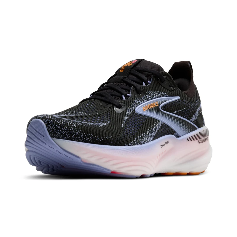 Brooks Women's Glycerin Gts 22 Running Shoes, Black/Blue Heron/Orange, 8.5