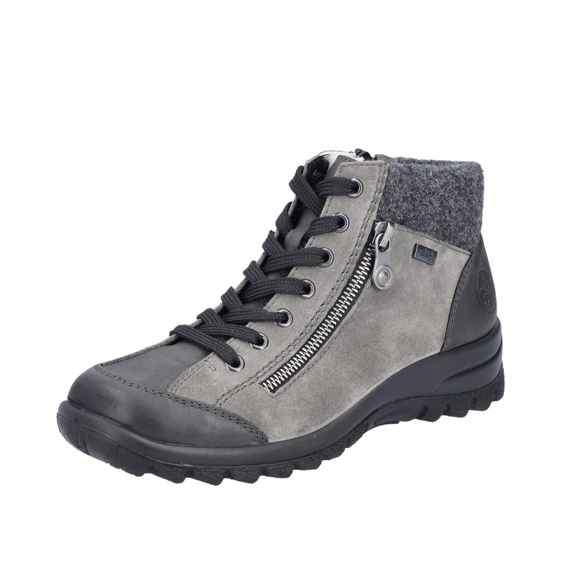 Rieker Women's High-Top Trainers Decorative Zip Synthetic Combination Sports Shoes Plain Women's Shoes High-Top Trainers, grey 16, 8 UK