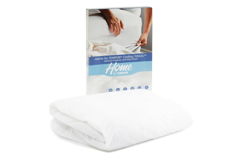 Tempur, Home BY TEMPUR® Thermoregulating Mattress Protector, Emperor 200 x 200cm, 2 in 1 Mattress Protector and Fitted Sheet, Cooling Tencel, White - Image 1