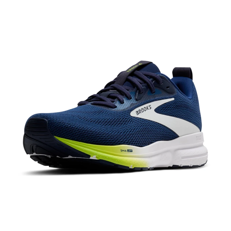 BROOKS Mens Trace 4 Sneaker, Navy Peacoat Acid Lime, 9.5 UK