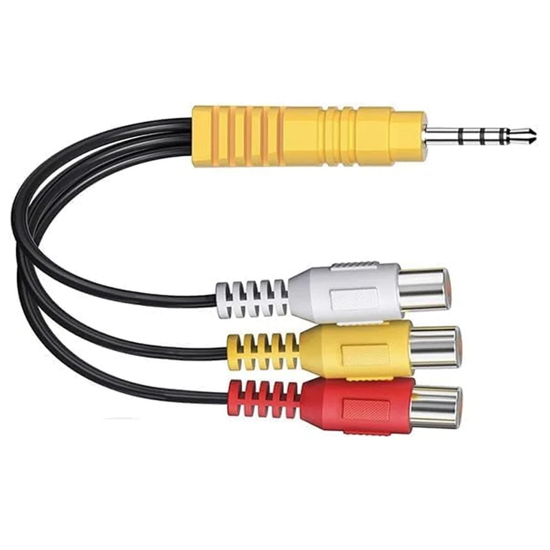 AV Adapter Lead for Samsung TV, 23cm 3.5mm Male to 3 RCA Female Audio Video Splitter Cable, AV Connector for LCD TV, HDTV, Home Theatre