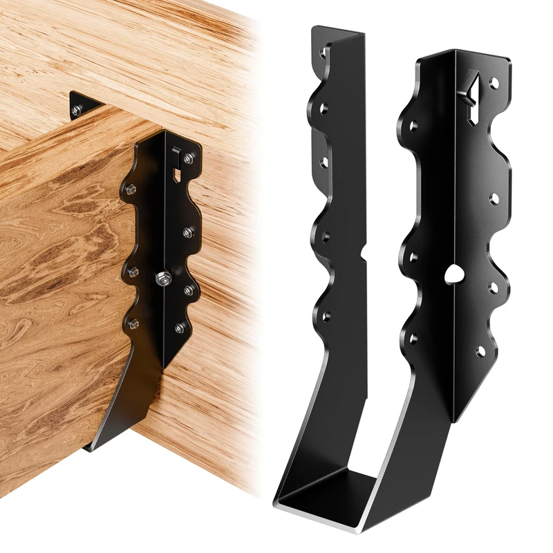 Pack of 50 Black Bar Hangers, 2x8 Inch 18 Gauge Hurricane Straps for 2x8 Front Mount Beam Hangers for Shed, Barn, Stable, Porch, Trusses, Decks, Structurally Solid and