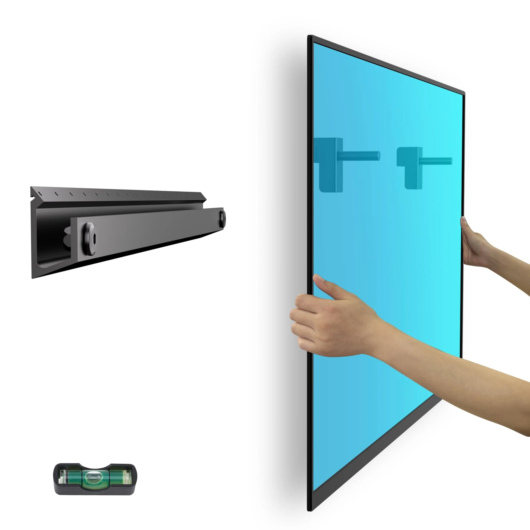 Aetubree Studless TV Wall Bracket for 22-55 inch Flat Screen TVs, Ultra Slim Heavy Duty No Drill TV Wall Mount for Universal TV Up to 45KG, VESA 400x400mm, Easy Install (Black)