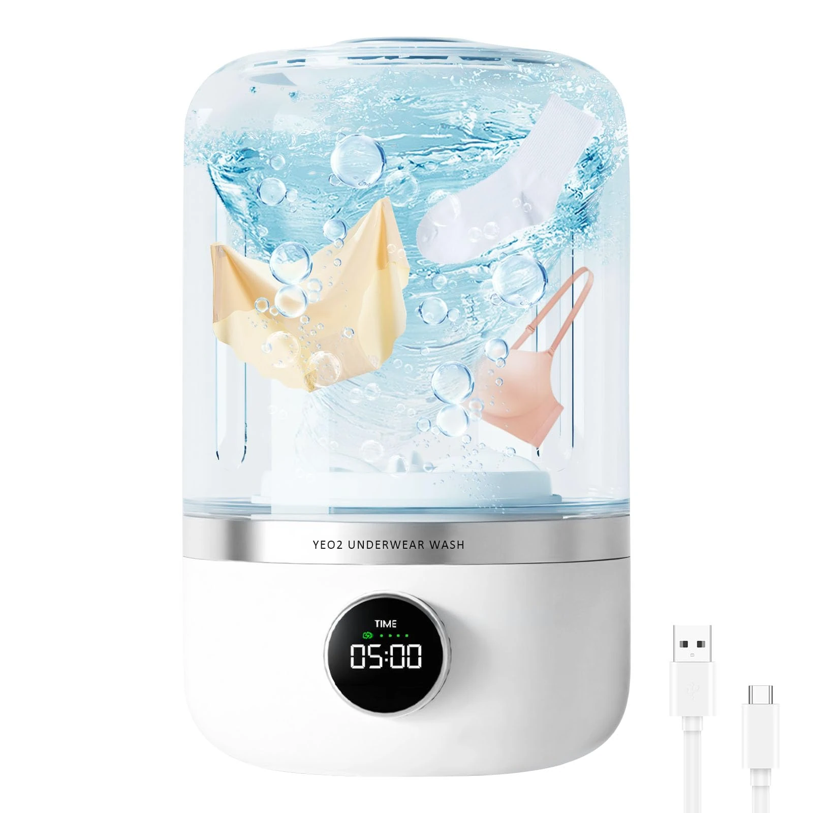 Mesen Portable Washing Machine, Rechargeable 4000mAh Cordless Mini Washing Machines, 1L Underwear Washing Machine, Collapsible Compact Washer for Baby Clothes, Underwear, Camping, RV Travel, Apartment