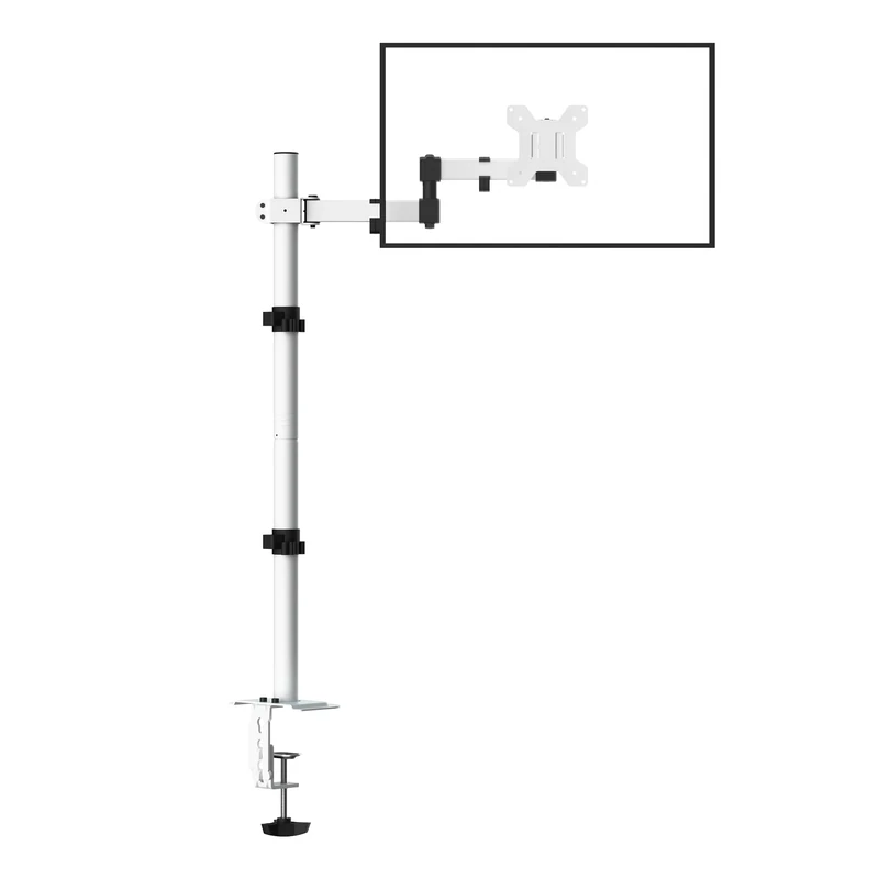 Bracwiser Single Fully Adjustable Standing Height Monitor Arm Stand Mount 800mm Tall for Monitor Computer Screen 13 15 17 19 20 22 23 24 26 27 30 32 inch VESA 75 100 White MD7821W
