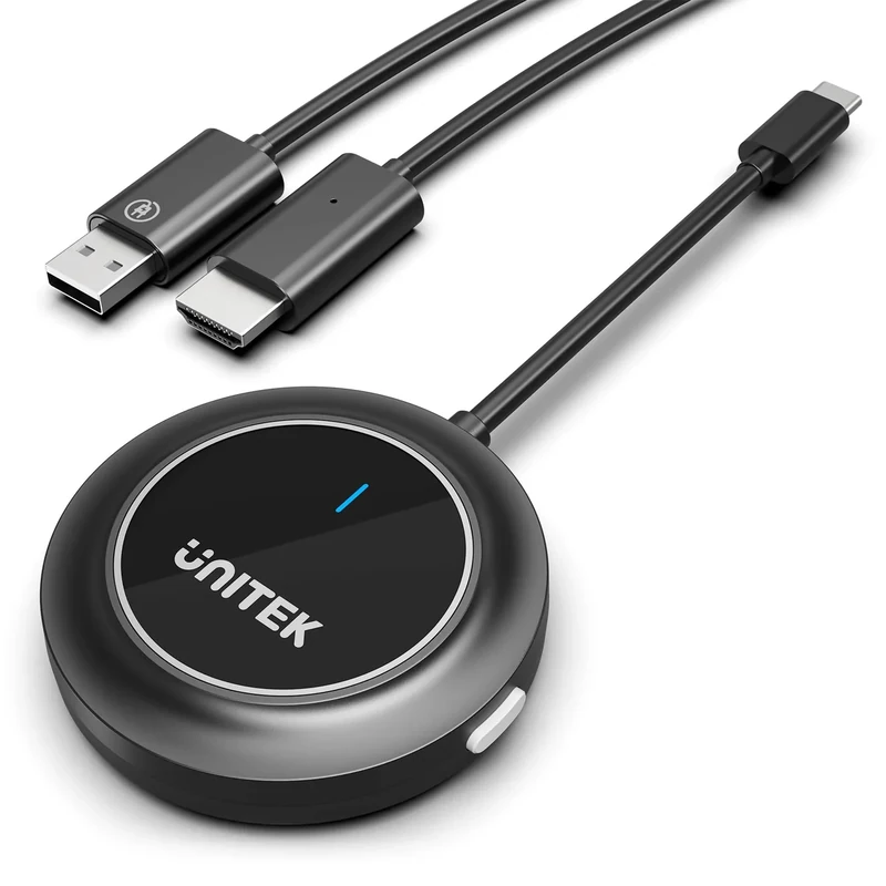 UNITEK USB C to Wireless HDMI Transmitter & Receiver Kit - 5GHz 1080P TV/Monitor Extender Wireless Connector for MacBook/iPhone/Laptop to TV, iOS/Android/Windows/macOS Screen Mirroring