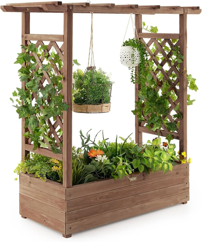 FANTASK Raised Bed, Brown, 110x44x113,5cm - Image 1