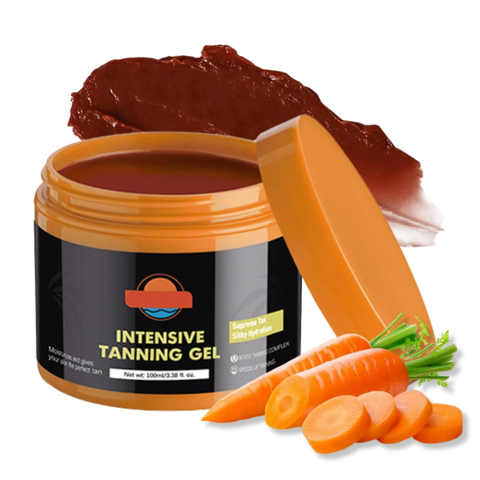 Intensive Tanning Gel - Premium Sunbed Tanning Accelerator Cream - Tan Accelerator with Coconut Oil and Vitamin A & E - Self Tanner Oil for Easy Application - Achieve Natural & Fast Tanning