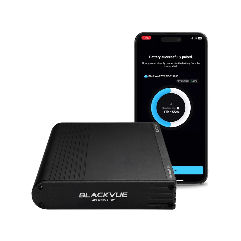 BlackVue B-130A Power Magic Ultra Battery, External Dash Cam Battery Pack for Parking Mode, Fast Charging, High Capacity, 12V/24V Vehicle Compatible, Bluetooth, App Control, Black - Image 1