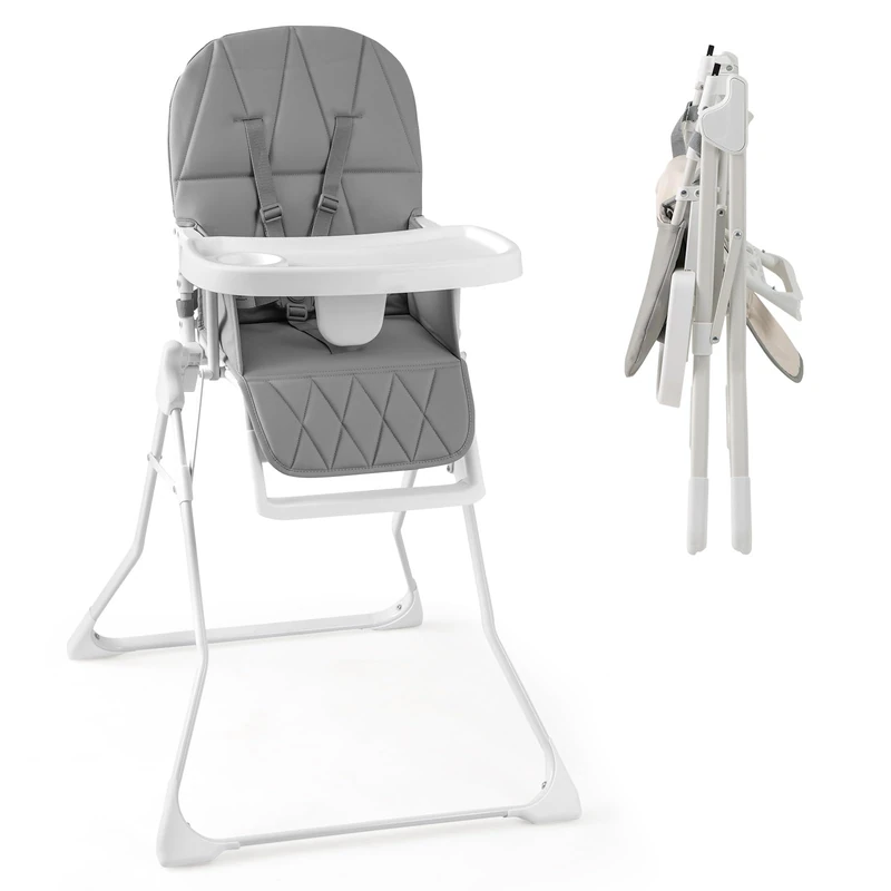 GYMAX High Chairs for Baby and Toddler, Compact Foldable Highchair (Grey)