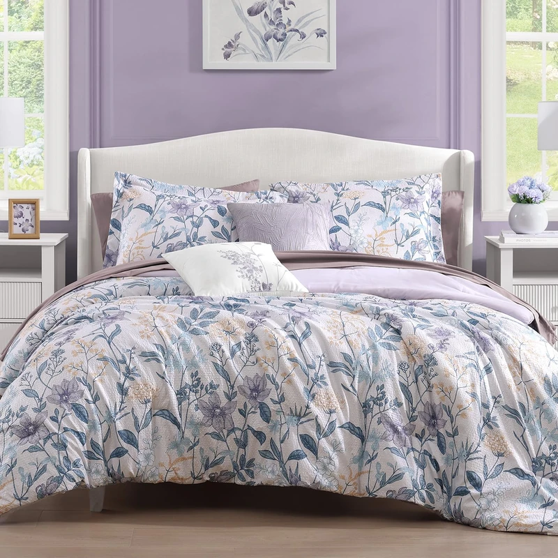 King Size Comforter Set-7 Pieces Floral Bed in a Bag King Bedding Set