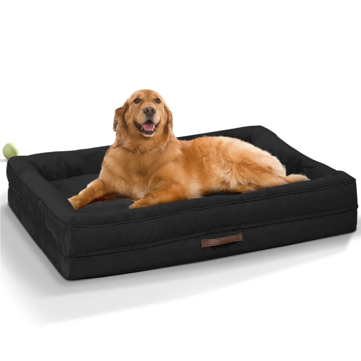 Renvix XL Orthopedic Dog Bed, Waterproof Dog Sofa Bed with Removable Washable Cover, Soft Egg Foam Pet Bed, Non-Slip Bottom and Four-Sided Bolster Cushion（Black, 117x76x19cm）