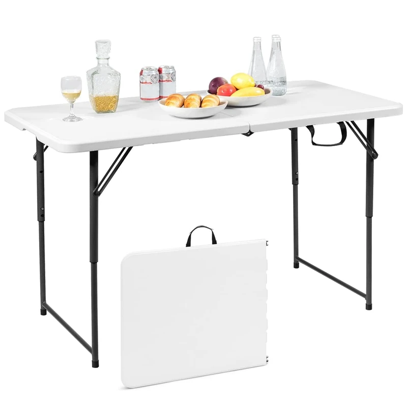 FANTASK Camping Table Height Adjustable Portable Folding Table Folding Garden Table with Carry Handle