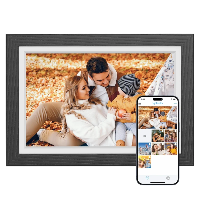 Dragon Touch Digital Picture Frame WiFi 10 inch IPS Touch Screen Digital Photo Frame Display, 32GB Storage, Auto-Rotate, Share Photos via App, Email, Cloud, Classic 10 Black