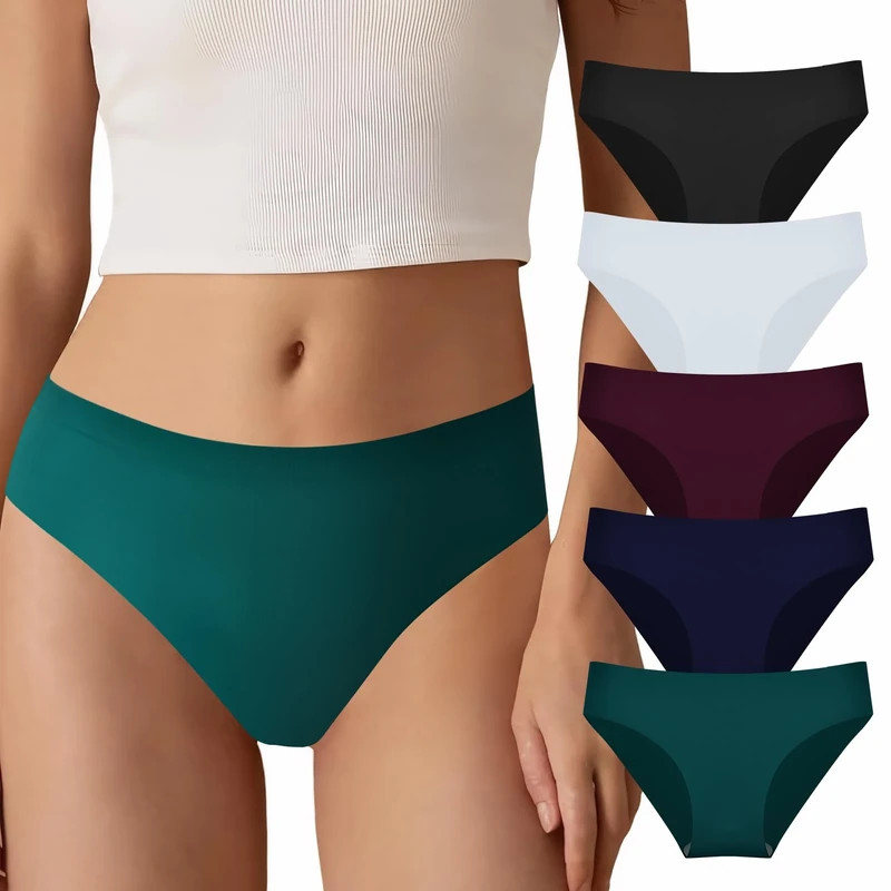 YCQQPRO Seamless Knickers for Women Breathable No Show Underwear Comfortable No Vpl Show Ladies Briefs Soft Moisture Wicking Bikini Panties Multipack Multicolor