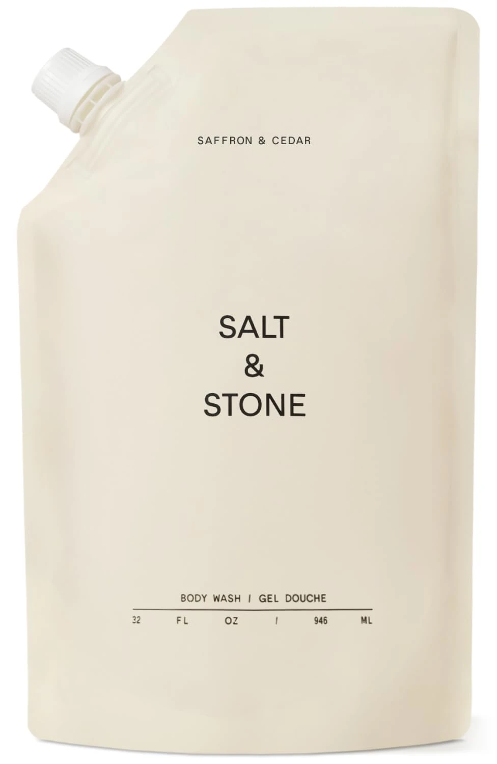 Salt & Stone Body Wash with Antioxidants for Deep Moisture | For Women & Men, Sulfate, Paraben, & Dye Free, Leaving Skin Soft and Hydrated | Saffron & Cedar 32 fl oz