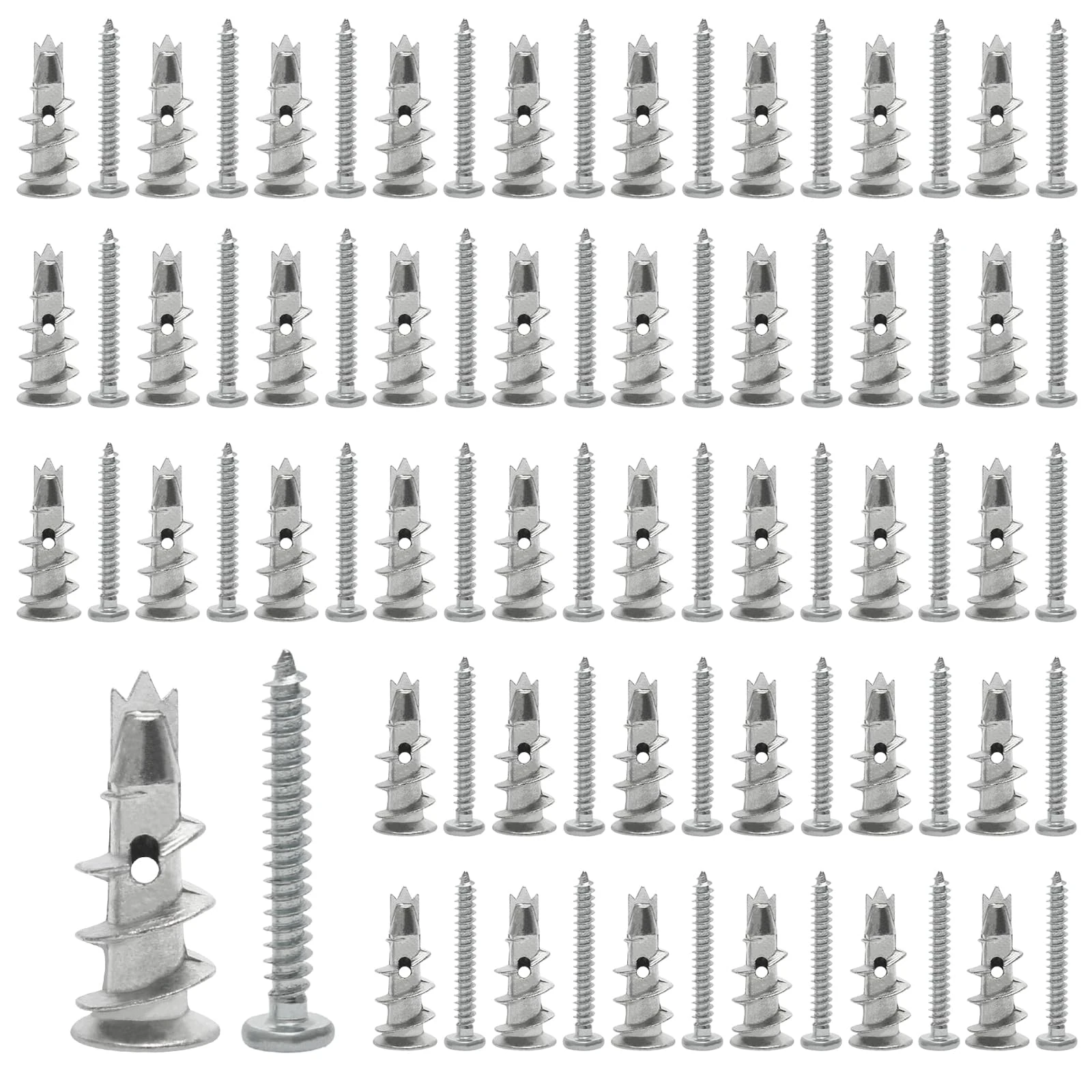 80 Pcs Heavy Duty Plasterboard Fixings, Plasterboard Wall Plug and Screws, Metal Self Drilling Dry Wall Anchor Screws for Concrete, Bricks and Plaster Board Installation
