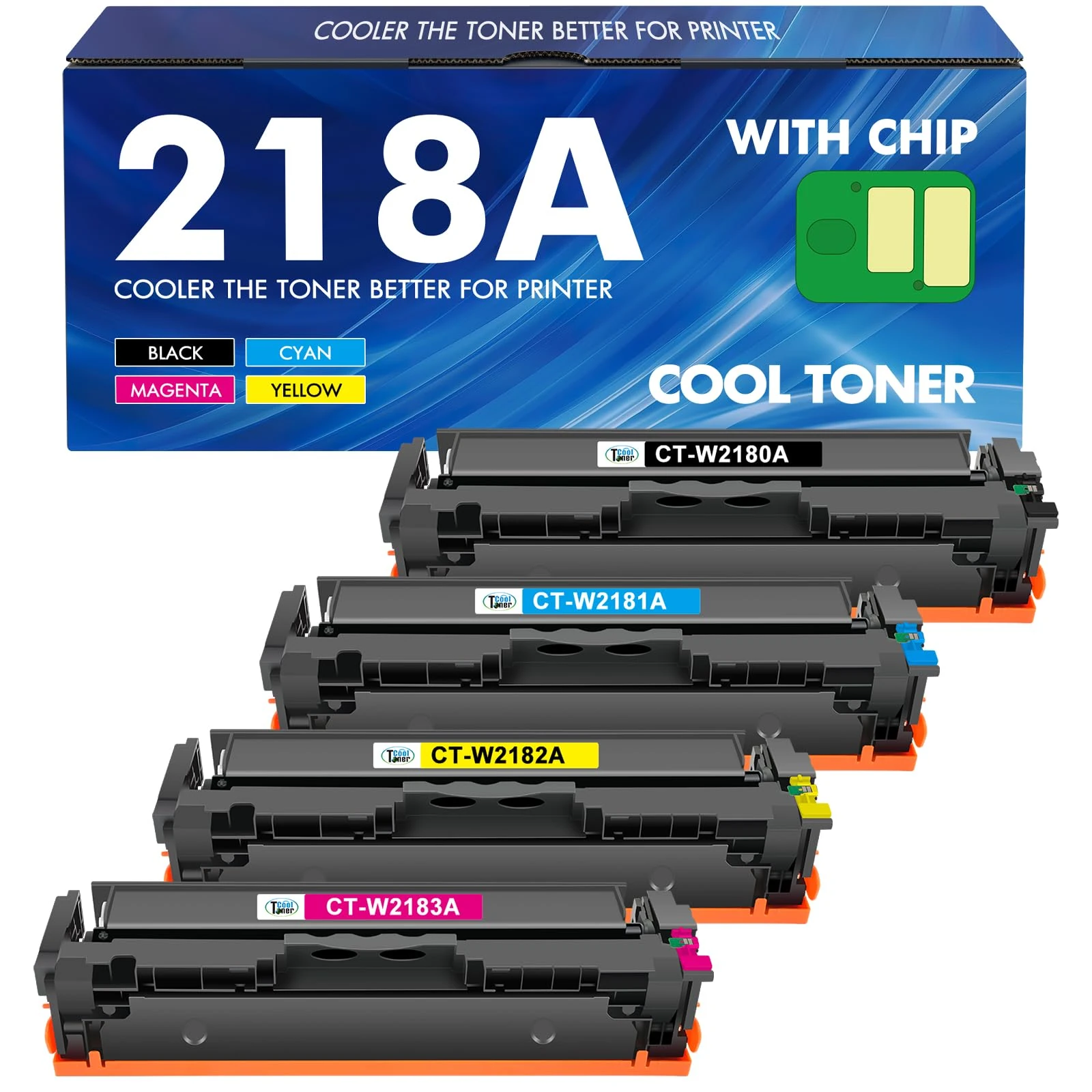 218A Toner Cartridges 4 Pack 218X 3301fdw with chip Compatible Replacement for HP 218A 218X Color MFP 3301fdw 3301cdw 3201dw 3301sdw Printer High Yield Ink Set W2180A (Black Cyan Yellow Magenta)
