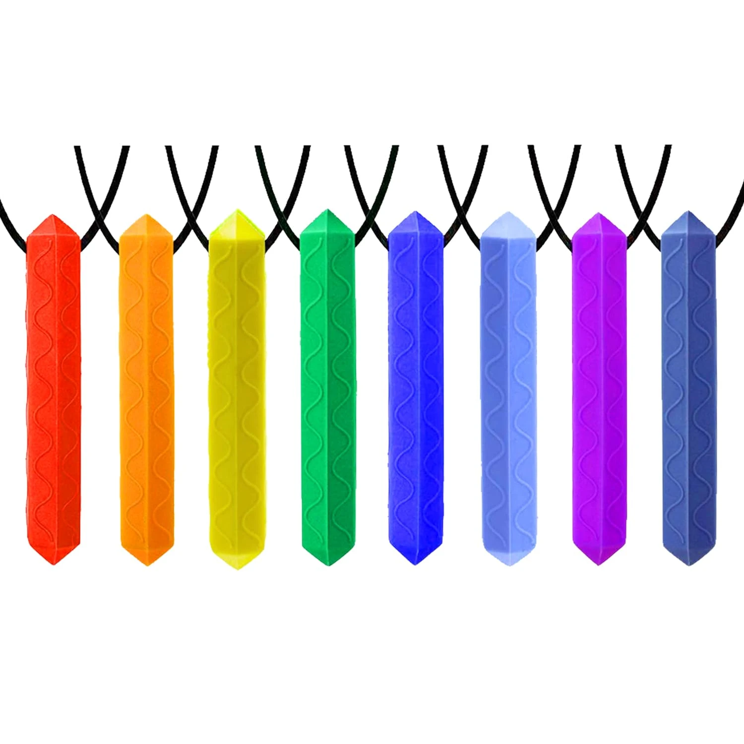 GNAWRISHING Chew Necklaces for Sensory Kids 8 Pcs Diamond Shape Sensory Chewy Toys for Autism Girl and Boy, ADHD Toddler, Adult