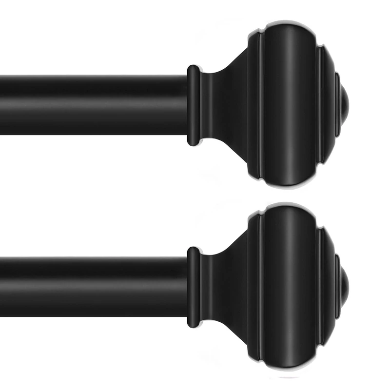 USFOOK 2 Pack Curtain Rods for Windows 32 to 58 Inches, Black, Metal